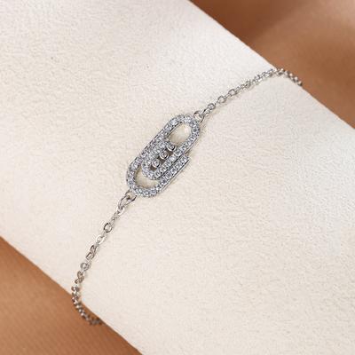Bracciale a Clip Geometrico con Zirconi Micro Incastonati di Design Speciale Bracciale Femminile Semplice Grazioso di Alta Qualità