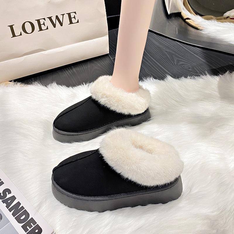 European and American Large-size Autumn and Winter New Thickened Warm Snow Boots for Women with Thick Soles and One Pedal of Fluffy Boots