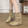 Jesień i zima 2025 botki Maillard damskie z wewnętrznym podwyższeniem nowa okrągła główka szeroka cholewka botki do kostki na grubym obcasie buty typu Martin