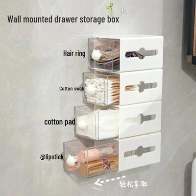 Wandmontierte Badezimmer Wattestäbchen Flip-Top Schublade Make-up Aufbewahrungsbox
