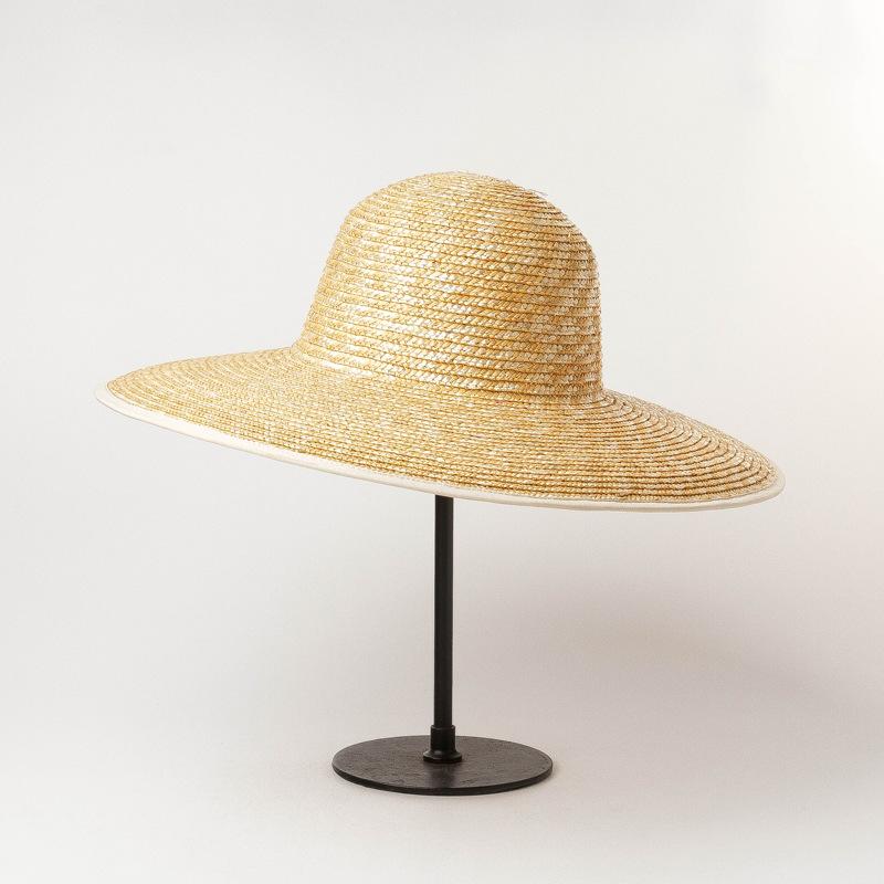 Europe, America Spring and Summer New Casual Simple Hemming Basin Type Big Eaves Straw Straw Hat Travel Sunscreen Beach Big Edge Straw Hat