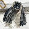 Soft waxy and thick plaid imitation cashmere scarf for women, warm fringed shawl in winter, couple scarf tide