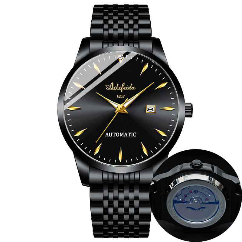 Aili Feida Men's Luminous Quartz Watch with Transparent Back and Hollow Design – Hot Selling On Douyin.