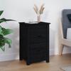 Day and Night - Day and Night Solid Black Pine Wood Bedside Table 40x35x61.5 Cm