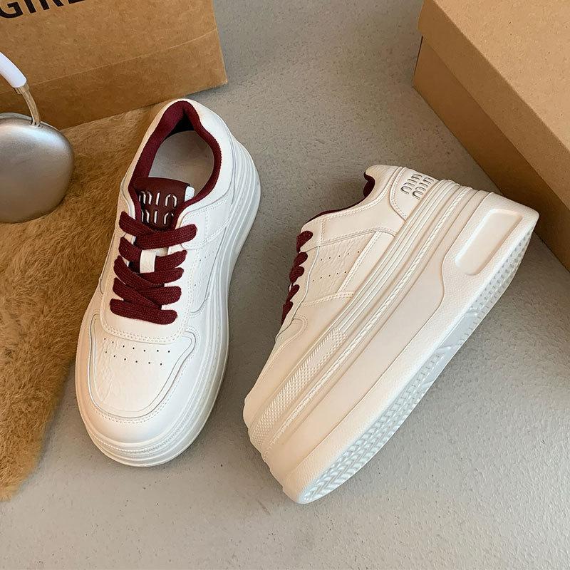 

Премиальные кеды Ангольского красного цвета, повседневная спортивная обувь, женские весенне-осенние новые модели, увеличивающие рост, супер толстая подошва 40 красный