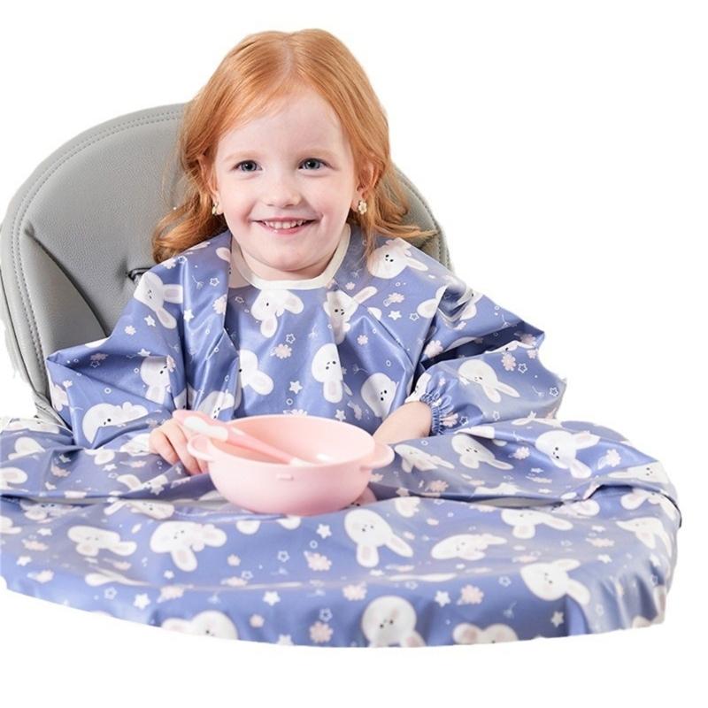 Baby Feeding Bib with Integrated Table Cover Water Resistant and Stain Resistant for Most High Chairs Comfortable Wear