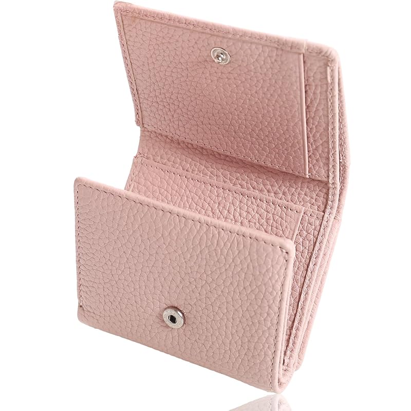 

[mieno] wallet mini wallet compact men s ladies [Selected genuine leather x tri-fold x compact] (Shibosmoke pink)