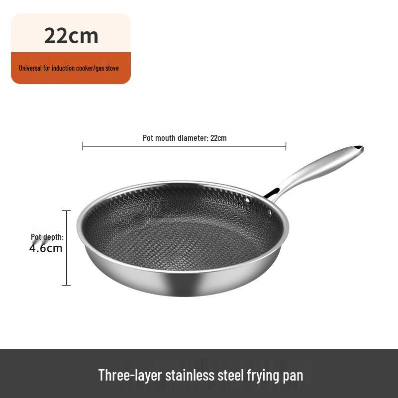WuTuo 3-Layer Stainless Steel Non-stick Frying Pan