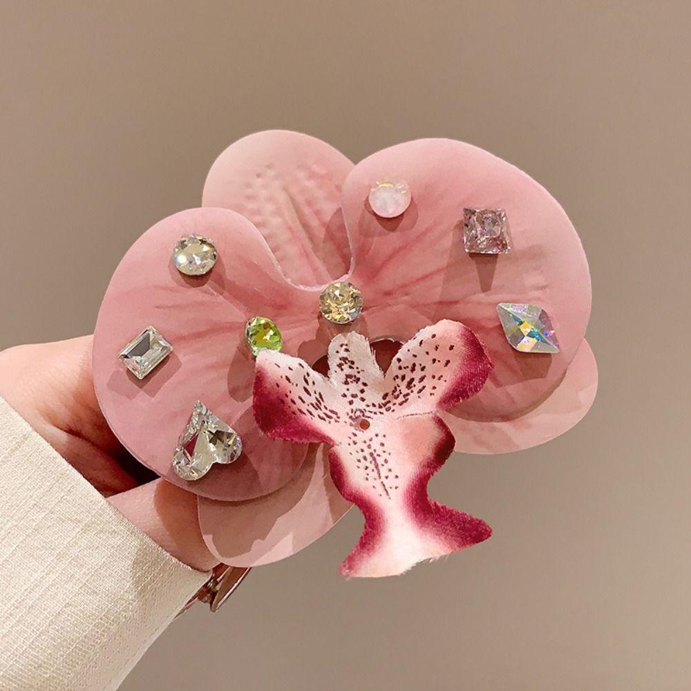 Korean Style Orchid Flower Hairpin Butterfly Orchid Duckbill Clip Bohemia Barrettes  Photograph