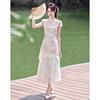 Elegant New Chinese Style Short-Sleeve Mid-Length Dress