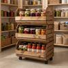 Modular Shelf on Wheels, Wooden Fruit and Vegetable Trolley, Brown | GoodFreshDecor