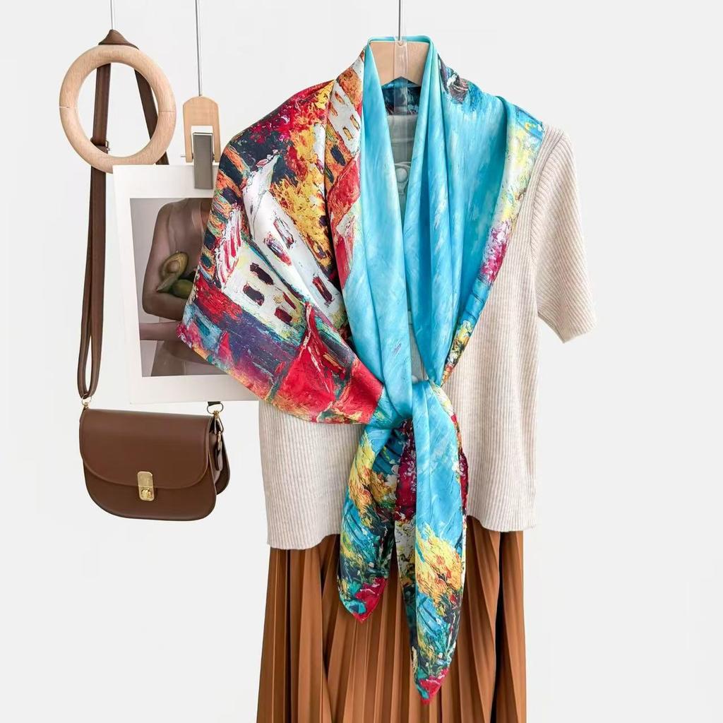 New fashion 111 mulberry silk silk scarf, women's Spring Festival gift for elders to keep warm 111 silk collection