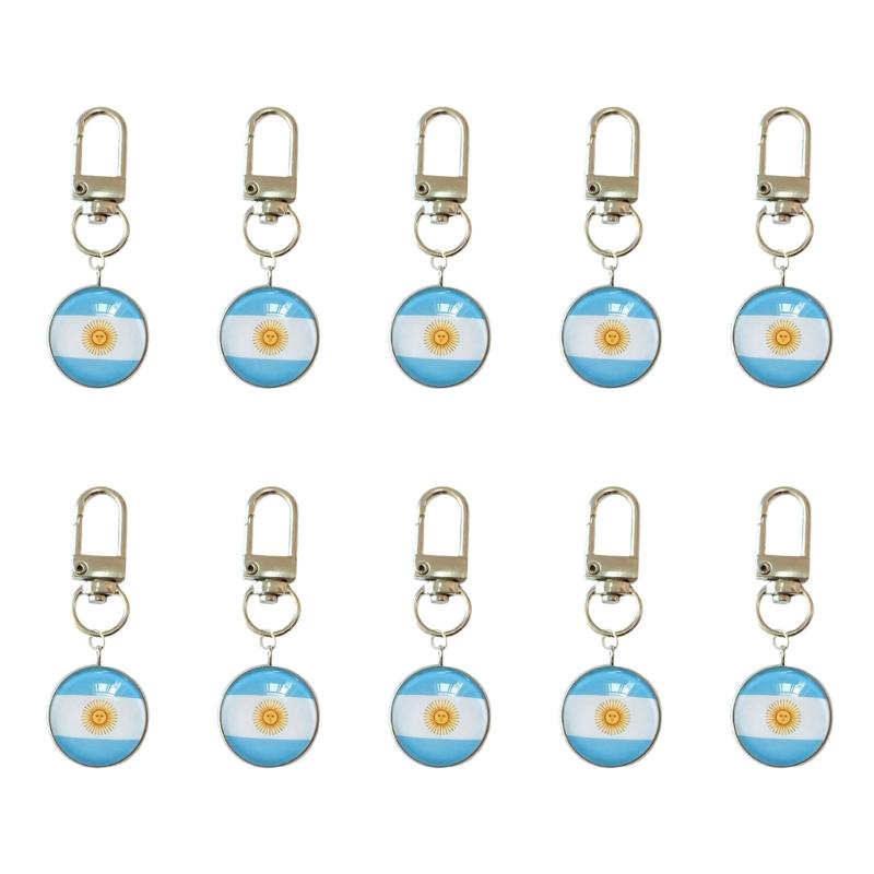 Set Of 10 Piece Stylish Soccer Keychains With National Flags Ideal For Gifts Travel Or Daily Use As A Fun Accessory