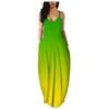 Summer Fashion Women Casual Sleeveless V Neck Gradient Maxi Long Beach Sundress