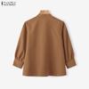ZANZEA Camicetta Casual da Donna con Collo Stretto e Maniche a 3/4 Larga