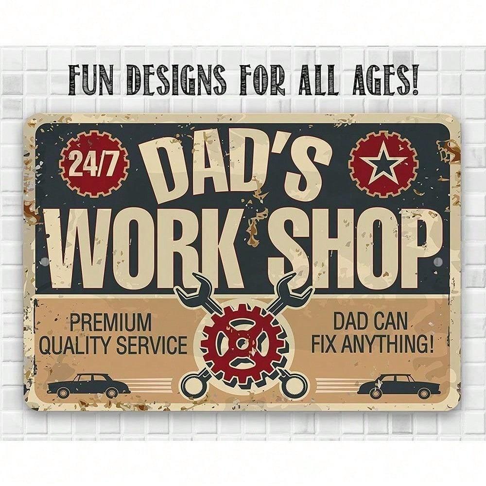 Personalized Metal Wall Art Dad Workshop Sign Father's Day Christmas Gift
