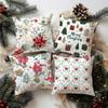 Christmas-Themed Floral & Gift Print Pillowcasesuitable For Sofa Car Bedroom Decorative Cushion Cover Pillow Cover