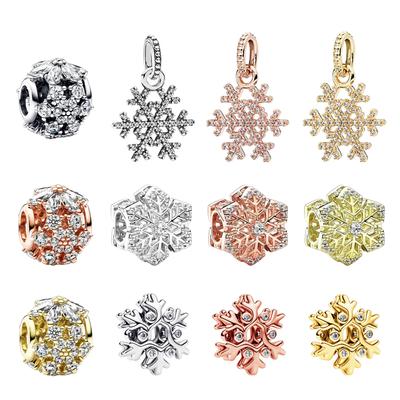New Fine Snowflake Series Charm Beads Festive Snowflake Charm Fit Original European Bracelets Accessories Diy Women Jewelry Gift