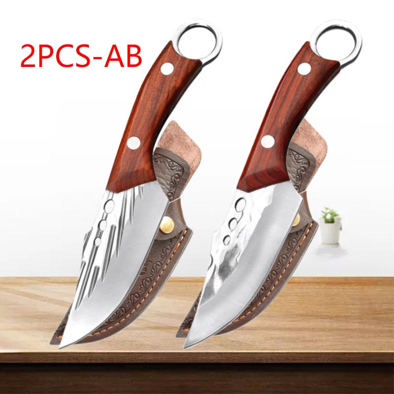 Handmade Forged Chef Butcher Cleaver Stainless Steel Multi-Purpose Professional Kitchen Knives for Fruit BBQ Cooking