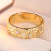Simple Inlaid White CZ Flower Women's Ring Classic Gold Color Hand Carving Daily Wear Party Jewelry Anniversary Gift
