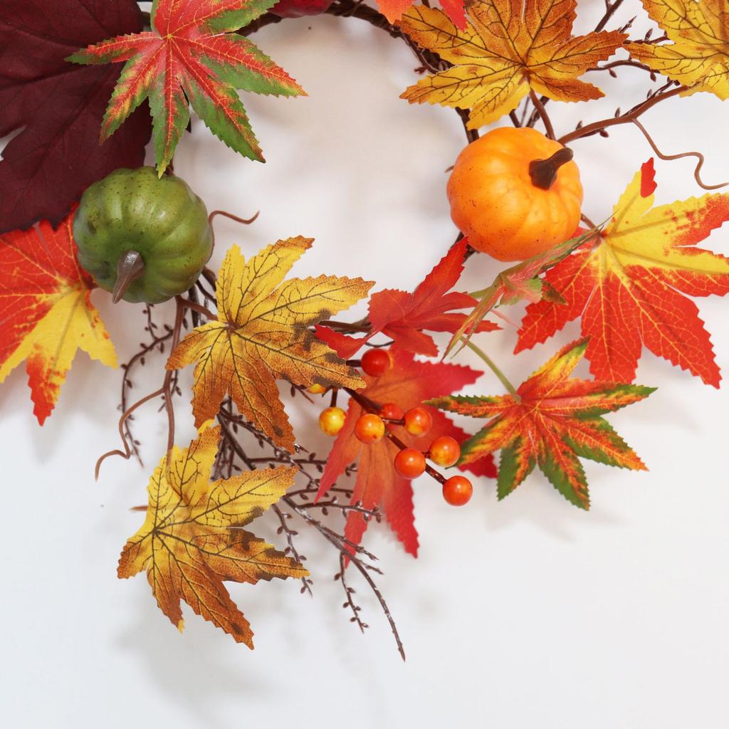Maples Leaves Candle Wreath Fall Wreath for Window Farmhouse Thanksgiving Day