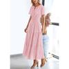 Women's Summer V-Neck A-Line Cutout Lace Short Sleeve Mini Dress for Women European American Casual Party Cocktail Dress