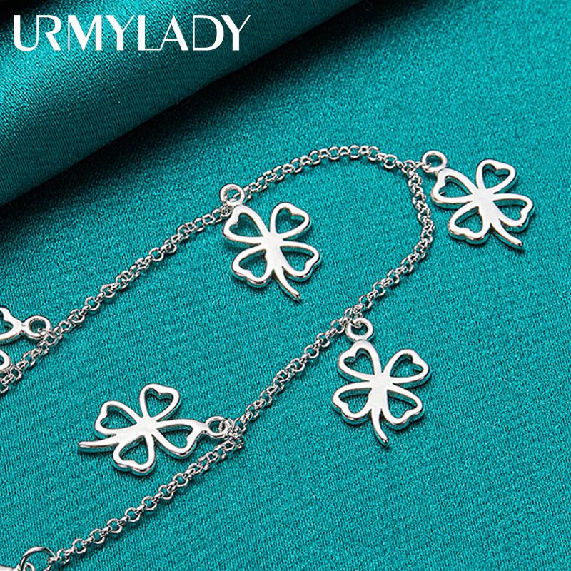 925 Sterling Silber Vierblättriges Kleeblatt-Armband für Damen, Hochzeit, Party, einfacher Charm-Schmuck