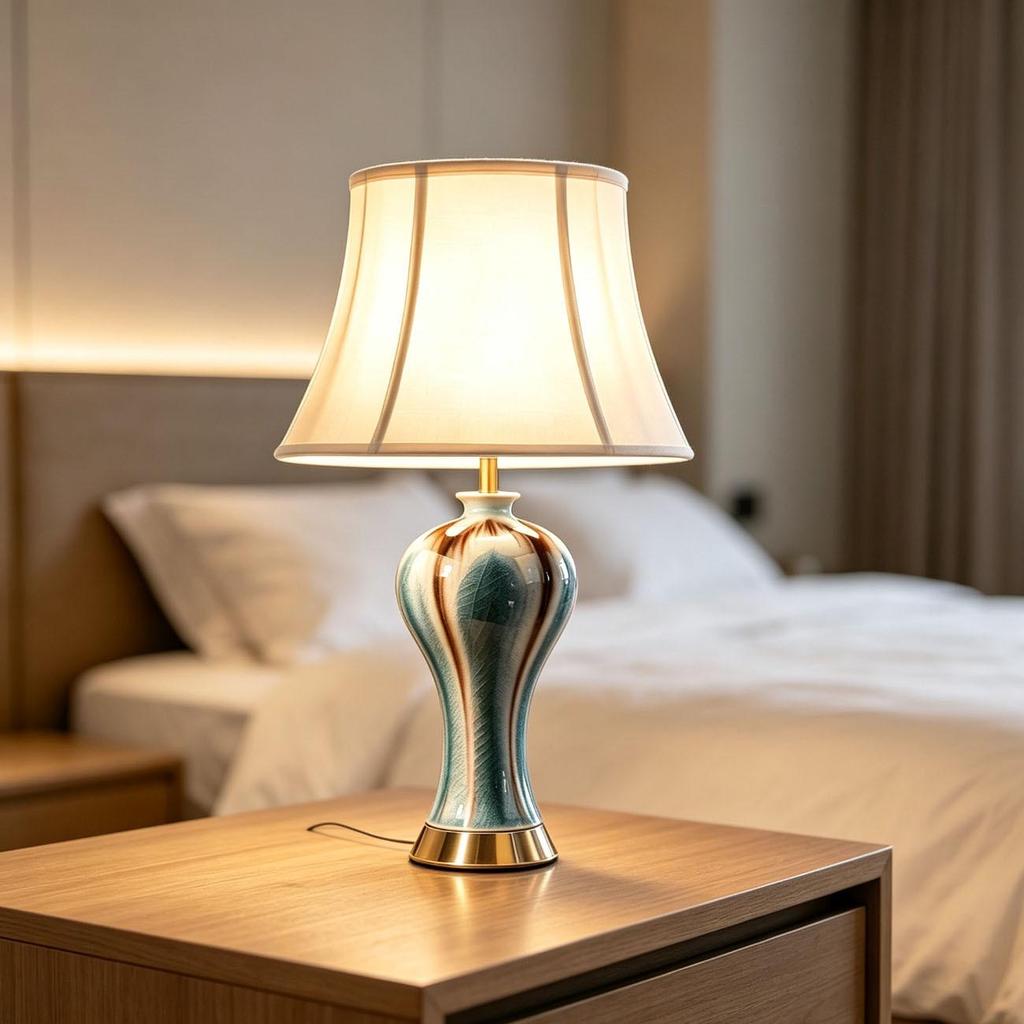 Elegant Chinese Ceramic Table Lamp for Living Room & Bedroom Decor