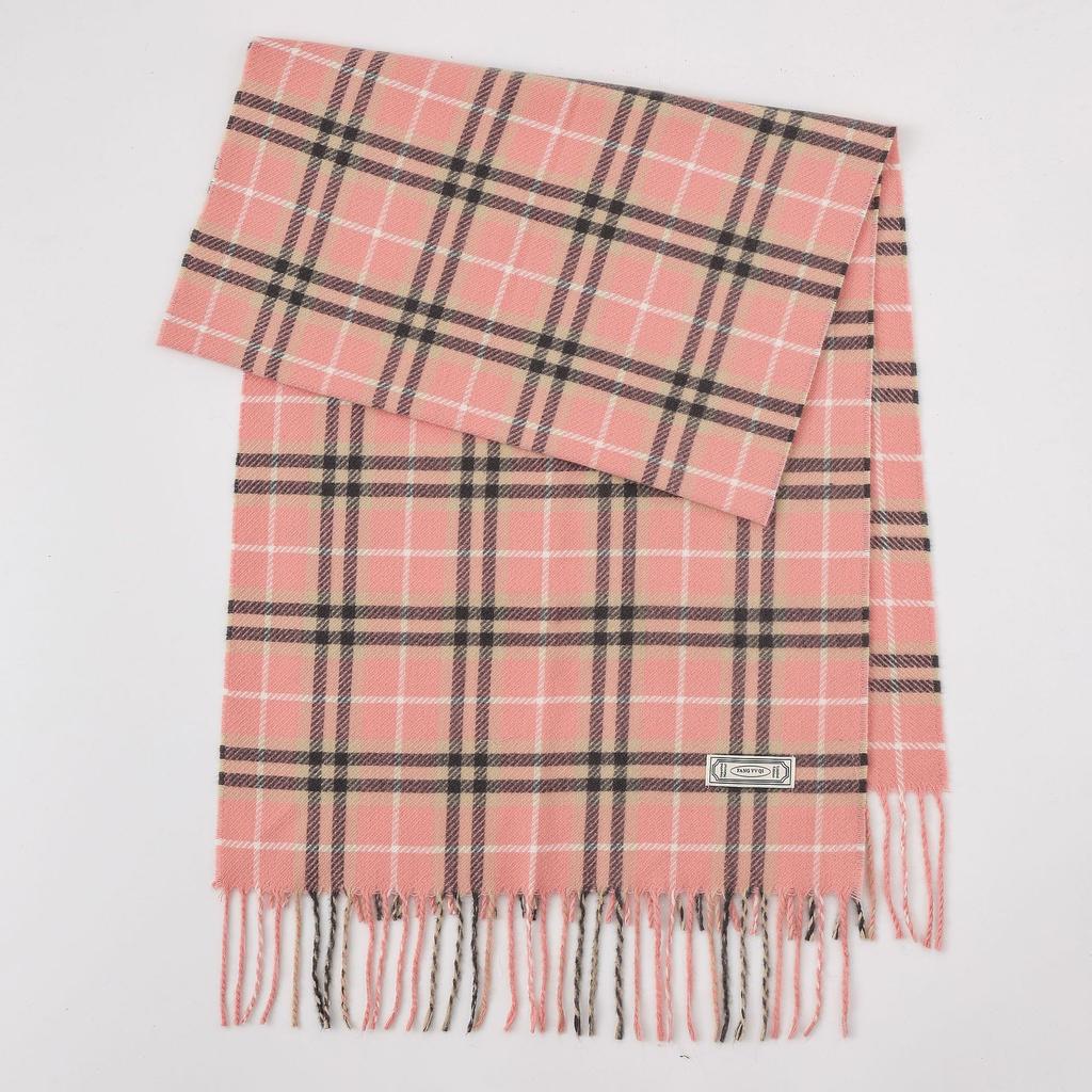 Winter new versatile plaid scarf women's color matching warm fringed scarf checkerboard high-end imitation cashmere scarf