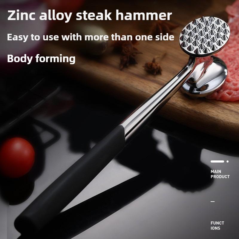 1pc Household Kitchen Tool Aluminum Alloy Double-sided Meat Hammer Circular Hammer Tender Meat Hammer Hotel Steak Tendon Cutter