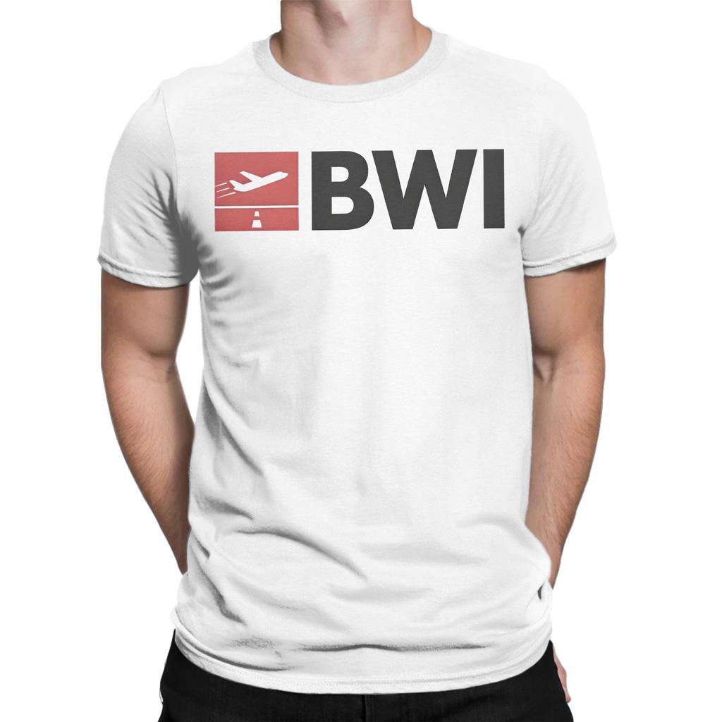 Baltimore Airport BWI Men's T Shirts Casual Tee Shirt Short Sleeve Crew Neck T-Shirts 100% Cotton Birthday Gift Clothing