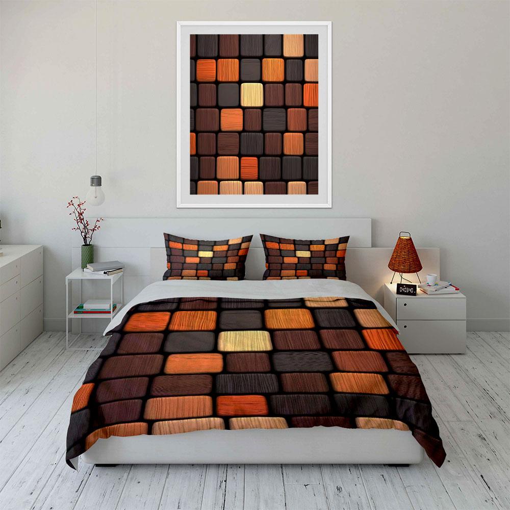 Decorative Wooden Pattern Panels Soft Comfortable Duvet Cover Bedding Set Included 1*Duvet Cover & 2*Pillowcases, Gift