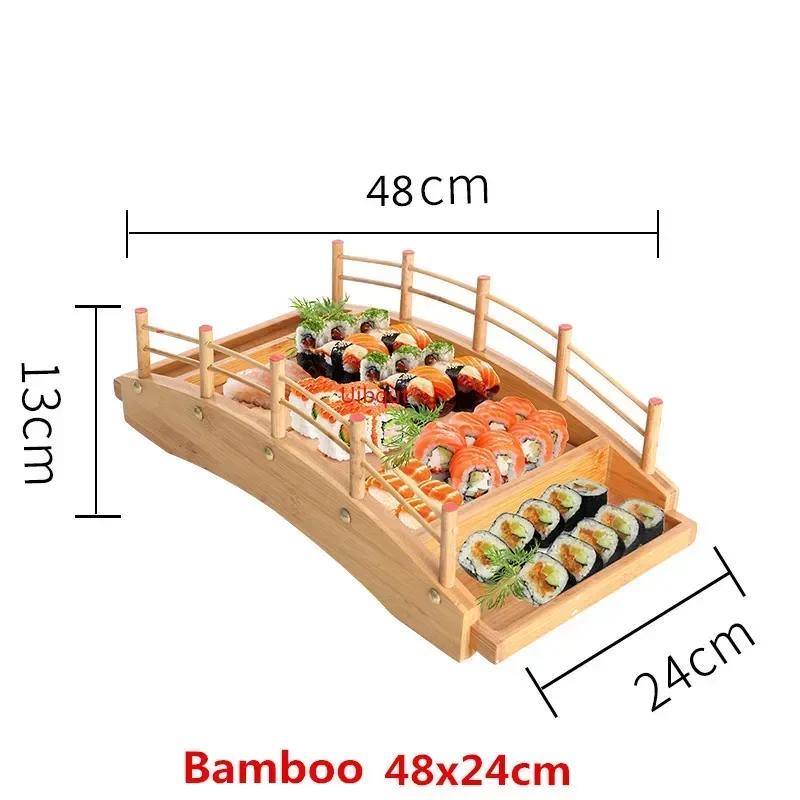 Lemn japonez din lemn Bucătărie Sushi Bridge Bărci Pin Creativ Sushi Sashimi farfurie Plato Sushi Veselă Ornament de decorare