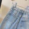 DIMANAF 2025 Neue Sommer Kurze Jeanshosen Damen Knöpfe Locker Lässig Denim Harems Hosen Big Blue Pants