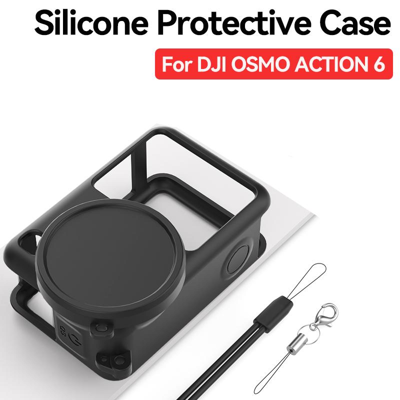 Case for DJI Osmo Action 6 Silicone Cover With Lens Protective Cap Anti-scratch Protector Shell Accessories