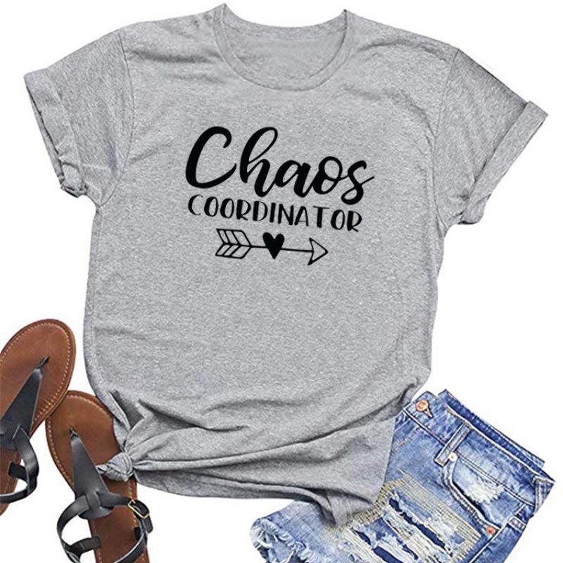 Women's Chaos COORDINATOR Letter Casual Short Sleeved T-shirt