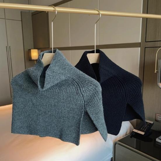 Women Shawl Scarf High Collar Side Split Design Windproof Warm Fabric Fake Collar Outdoor Lightweight Shawl Wrap