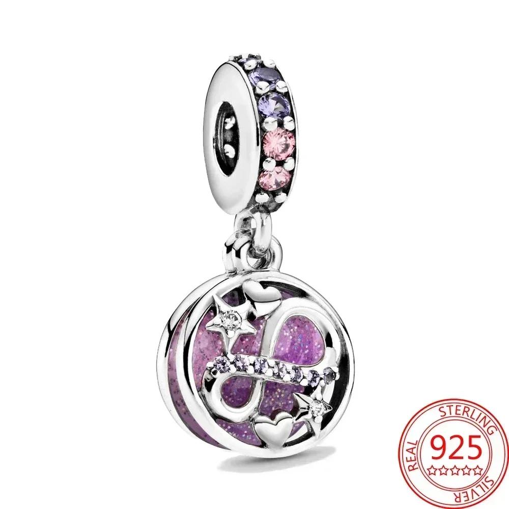 Neuer Kupfer-Lila Murano-Perlen Stiefmütterchen Blume Anhänger Charm Passend für Originalmarken Armband und Halskette Damenschmuck Geschenk