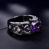 Personalized Angel Wings Four Claws Love Purple Zircon Edge Set with White Diamond Ring