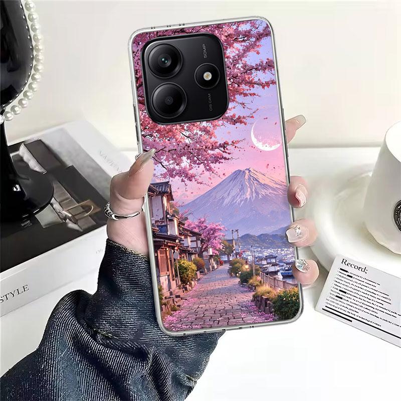 Japanese Cherry Mount Fuji Soft Phone Case For Xiaomi Redmi Note 15 14 14S 13 12 Pro Plus 12S 11 11S 11E 10 10S 11T 5G Fundas Co