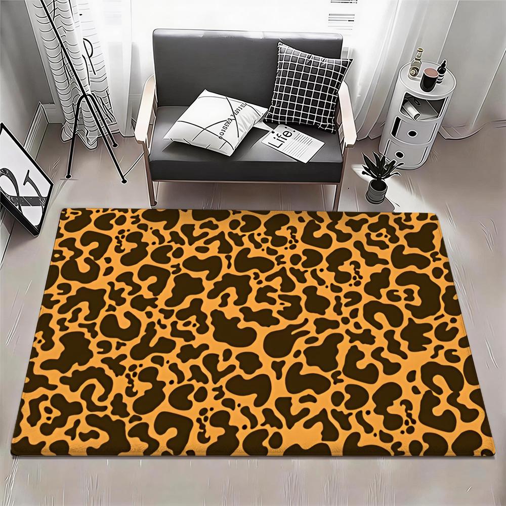 Leopard Print Floor Mat Eco Flannel Doormat Non Slip Odorless Indoor Floor Rug Soft Short Plush Home Mat