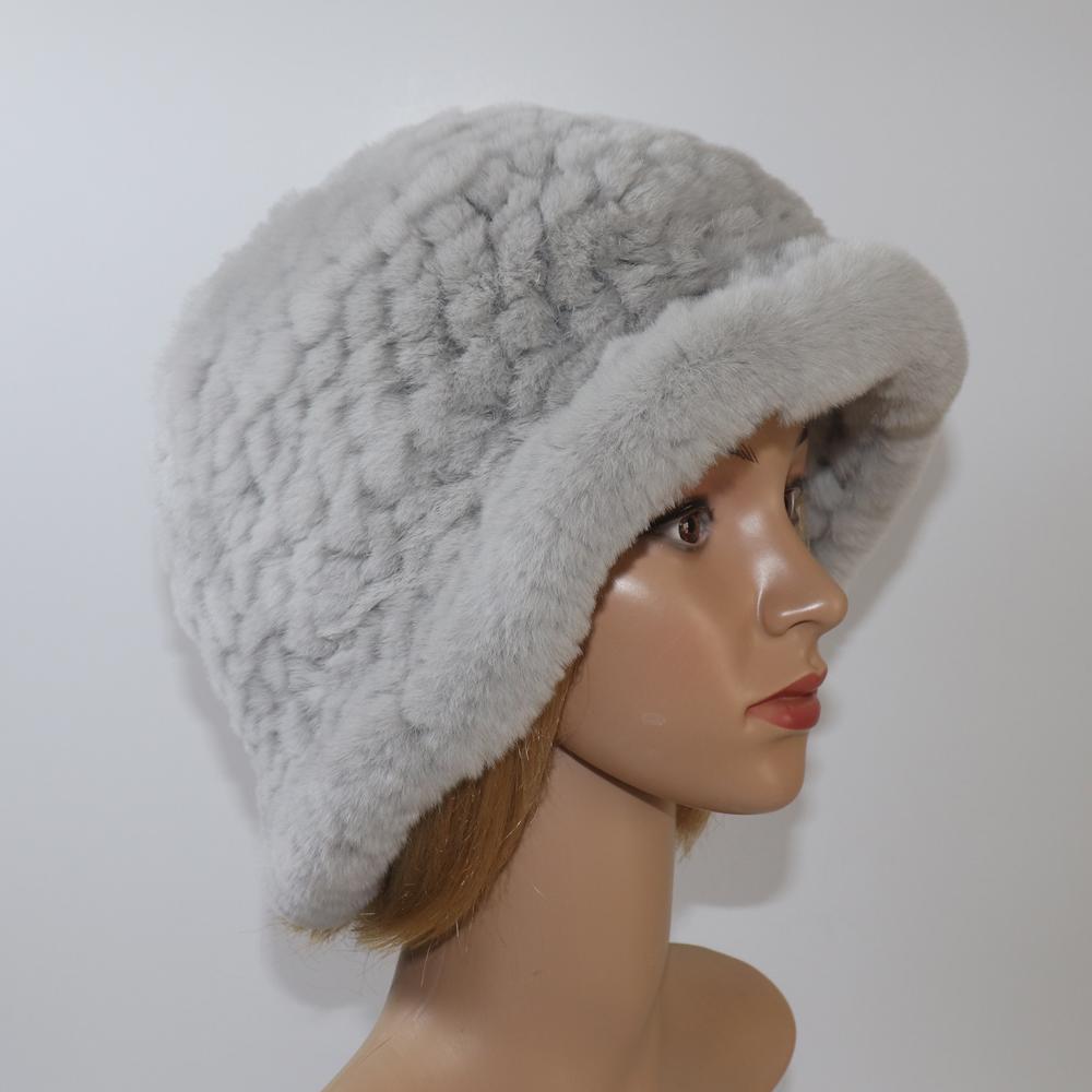 Knitted Winter Women Real Rex Rabbit Fur Hat Natural Warm Rex Rabbit Fur Hats Lady Quality Thick Genuine Rex Rabbit Fur Cap