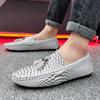 Sommer Neue Weiche Sohle Flache Schuhe Elegant Orange Herren Slipper Atmungsaktive Herren Freizeitschuhe Party Kleiderschuhe Park Laufschuhe