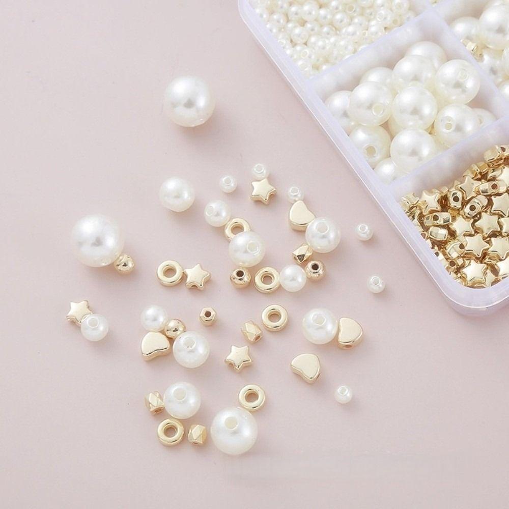 1890pcs 4/6/8/10/12mm Size DIY Bracelet Beads with Gold Beads Crafting Beads  for Necklaces