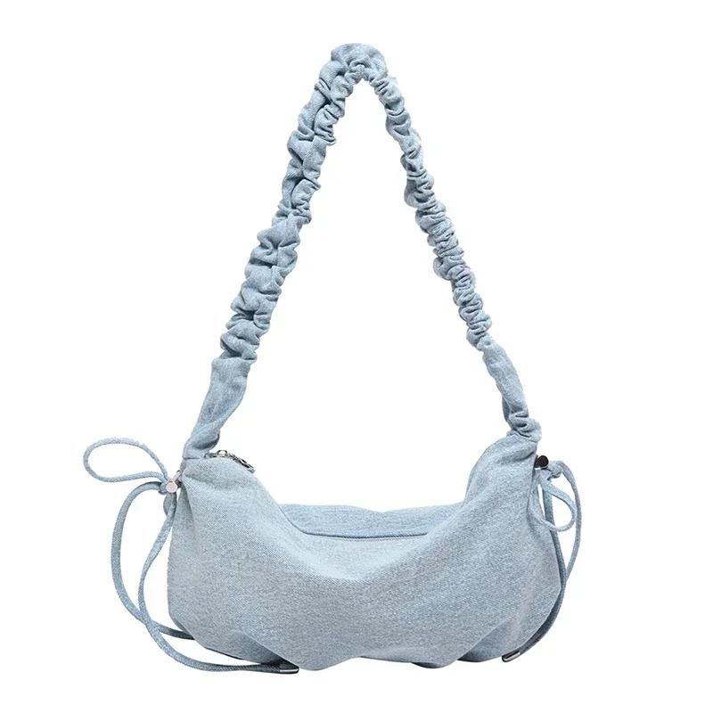 PU Solid Color  Hot Selling Women's Shoulder Bag Zipper Trendy Fashion Hobos Handbag Soft Simple Versatile Crossbody Bag