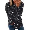 Plus Size Women Printed Long Sleeve T Shirt Loose Round Neck Tee