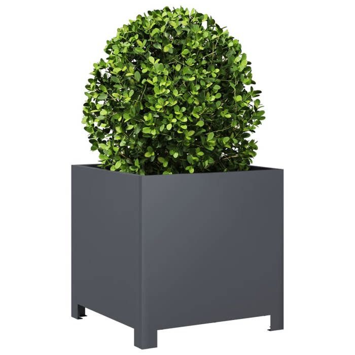 VidaXL Anthracite Planter 40x40x40 Cm Steel, Planter, Patio Planter, Flower Box, Outdoor Planter, Box To 851203