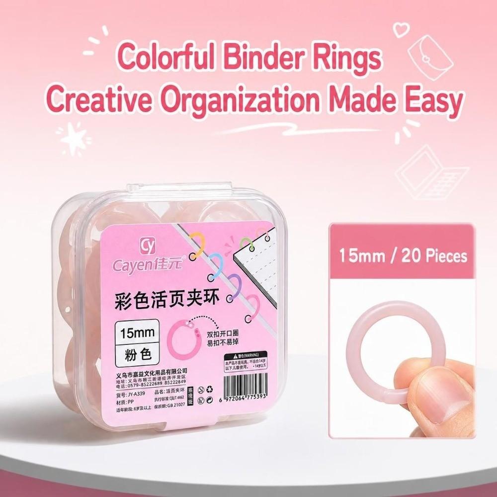 20Pcs Plastic Loose Leaf Rings 15mm Notebook Binding Rings Binding Stationery