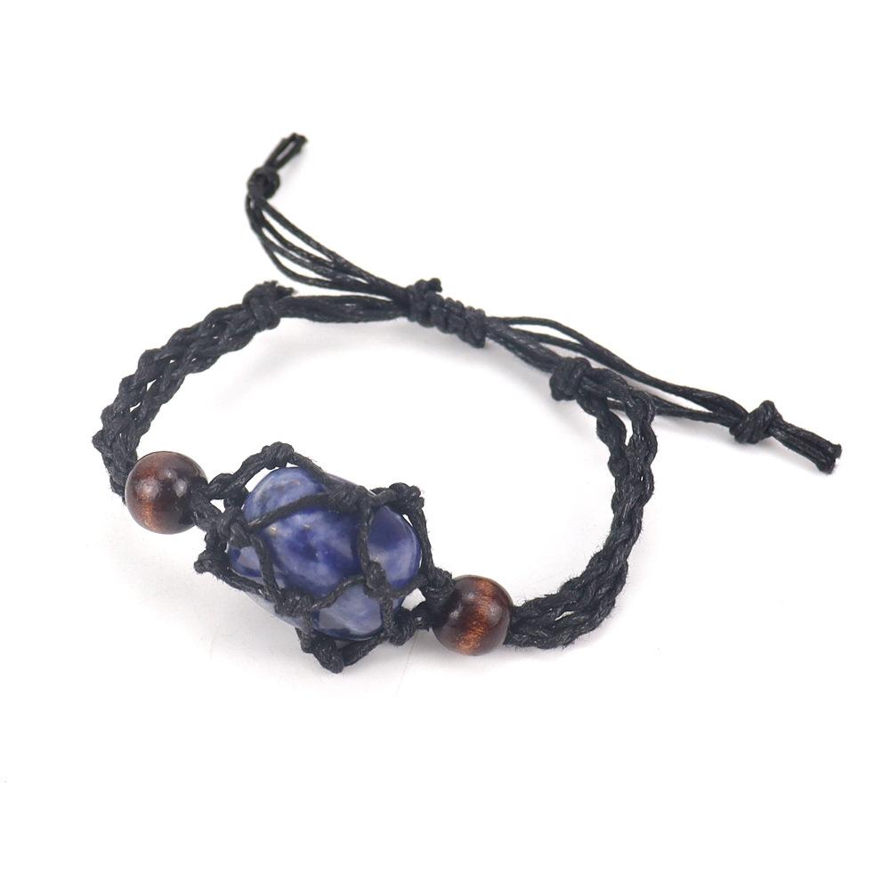 

Hand Woven Black Rope Stone Mesh Pocket Bracelet Bracelet Adjustable Retractable Mesh Pocket B60 ляпіс-лазур кольору