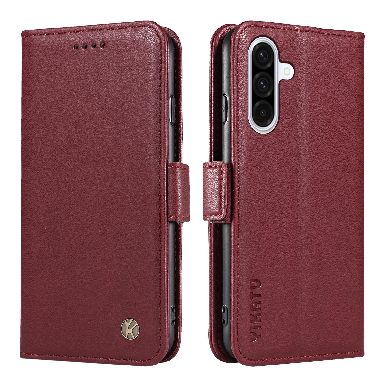 

For Samsung Galaxy A56 5G Wallet Phone Case YIKATU YK-003 Leather Stand Cover Wine Red